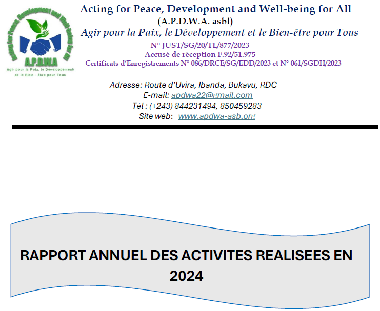 RAPPORT ANNUEL DES ACTIVITES REALISEES EN 2024